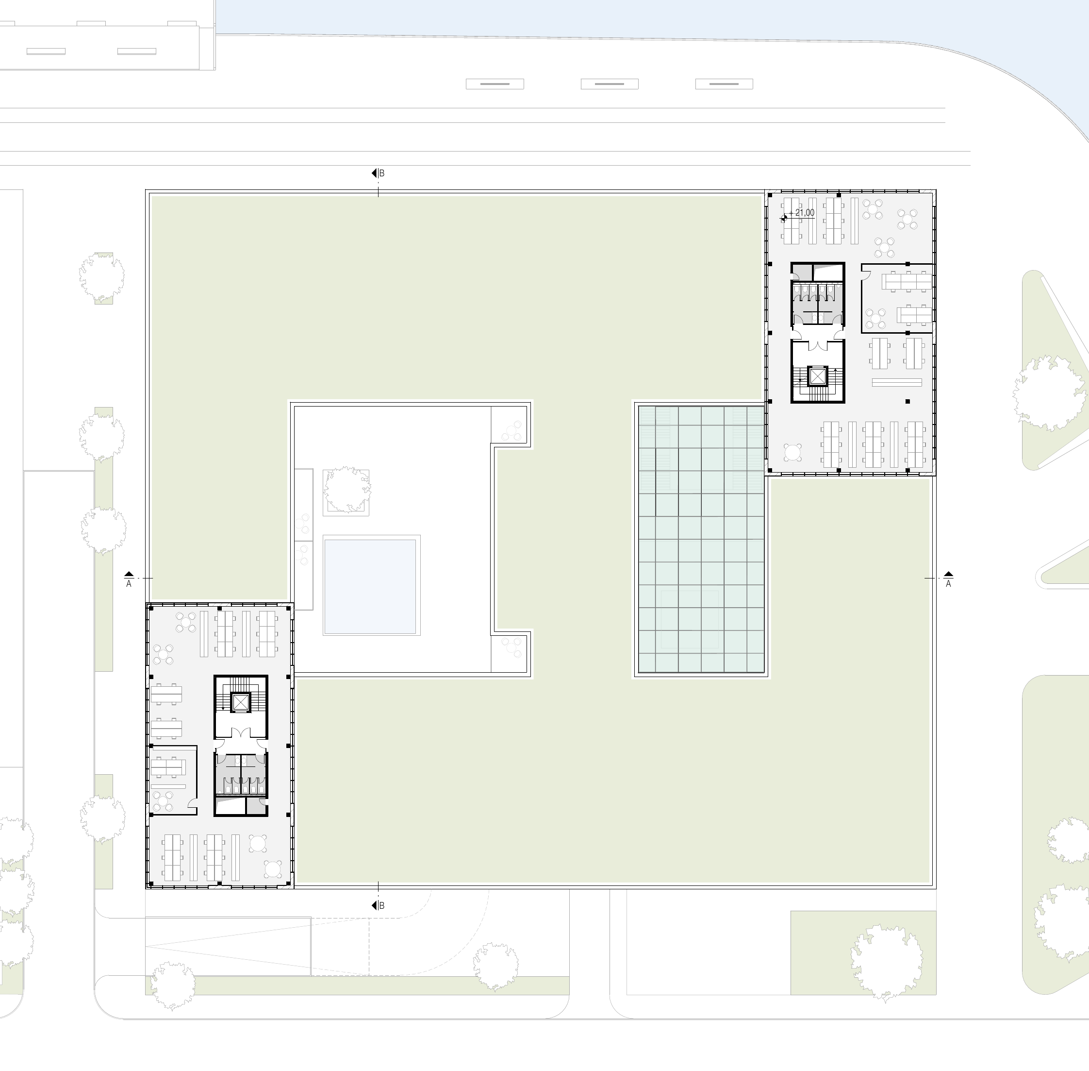 Fifth floor plan with roof surface